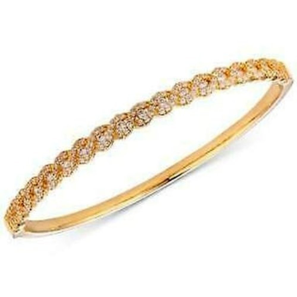 TIARA Cubic Zirconia Braid-Look Bangle Bracelet in Sterling Silver - Gold